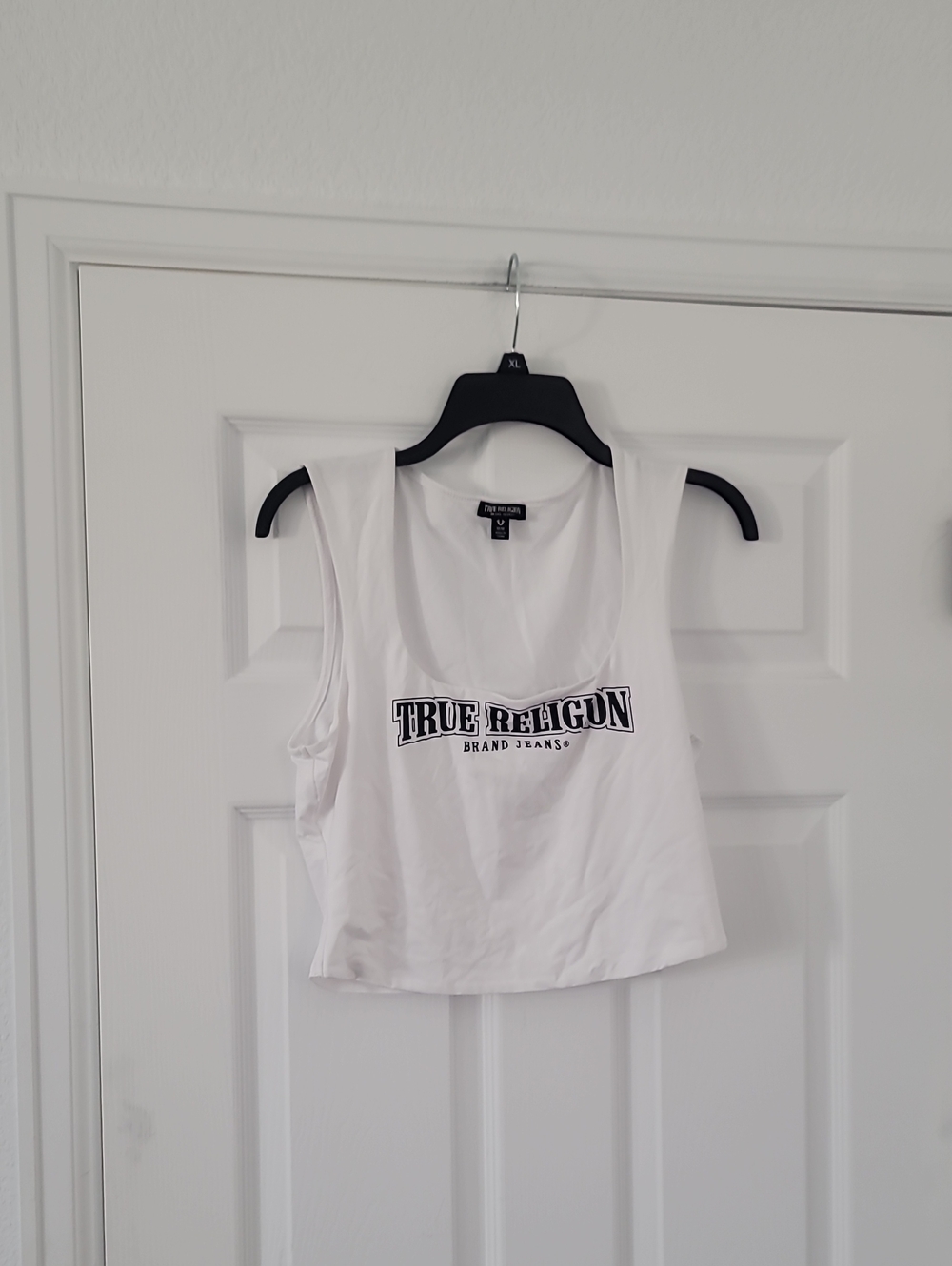 True Religion White Logo Crop Tank